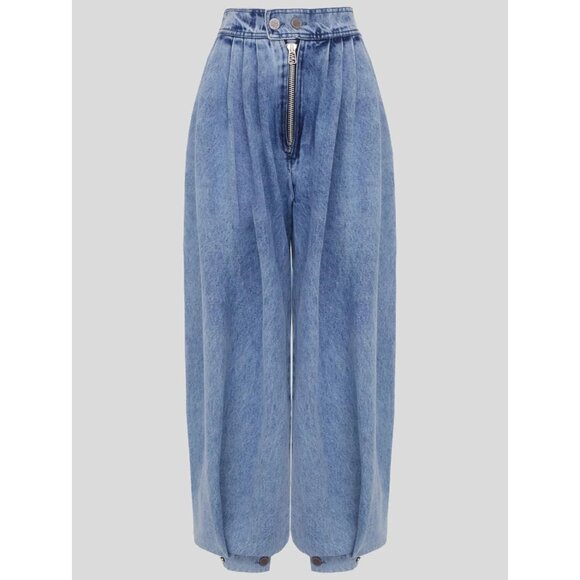 Women's High Waisted Wide Leg Denim Jeans Casual Vintage Trousers - Picture 7 of 7